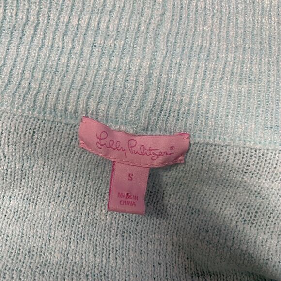 Lilly Pulitzer Amalie Longer Open Curved Hem Cardigan Sweater Sky Blue Sz Small - Picture 6 of 7